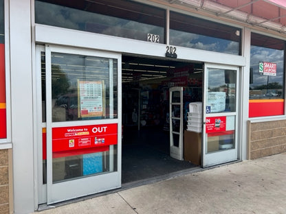 Commercial automatic door opening for customer.