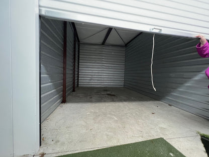 Empty commercial temperature climate controlled storage unit cleaned out.