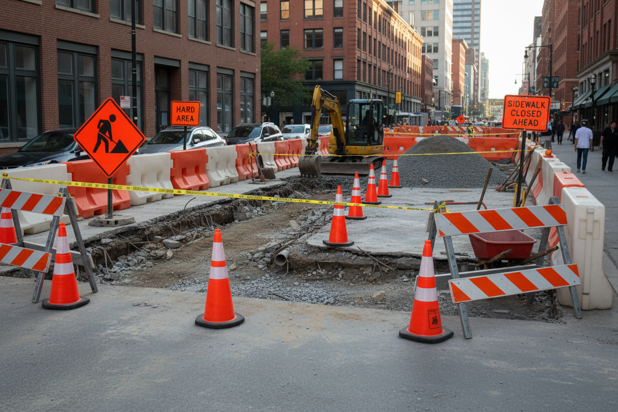 street sidewalk construction zone